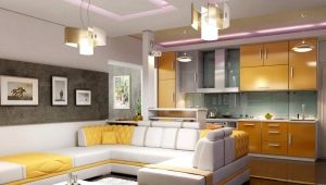  Interior da sala de estar cozinha: design elegante da sala combinada